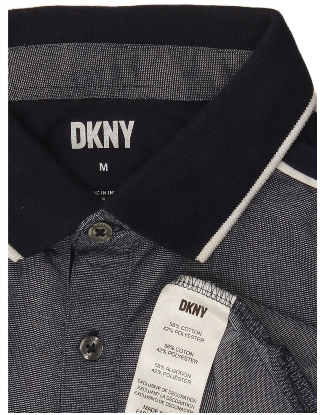 DKNY Polo para hombre de algodón azul marino mediano