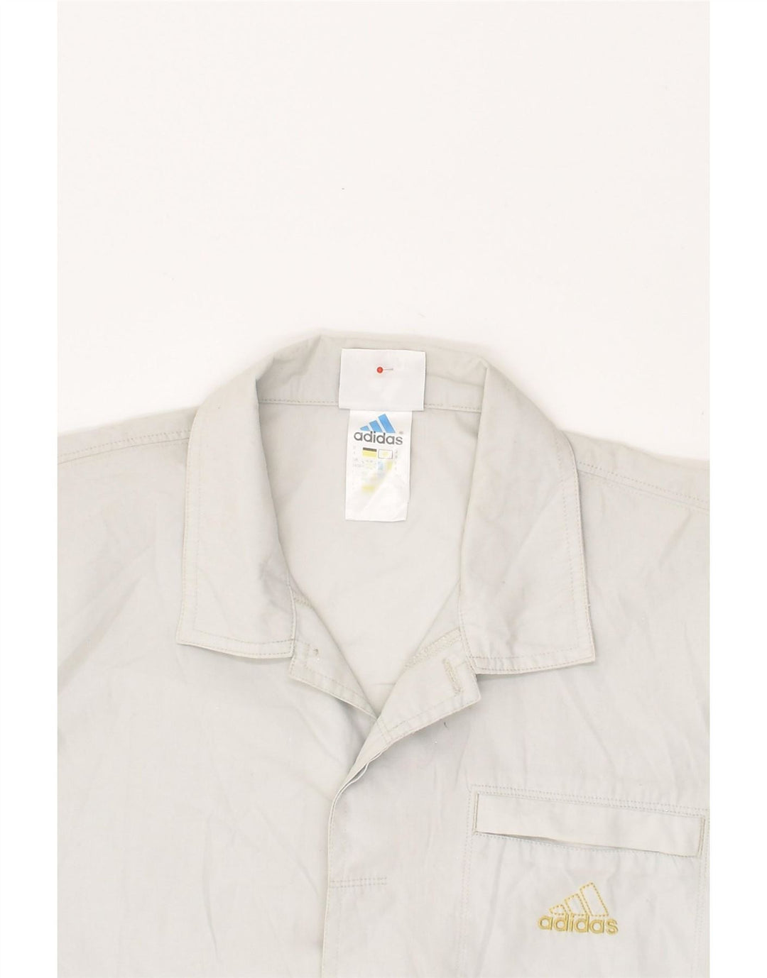 ADIDAS Mens Short Sleeve Shirt UK 34/36 Small Grey Polyester Vintage Adidas and Second-Hand Adidas from Messina Hembry 