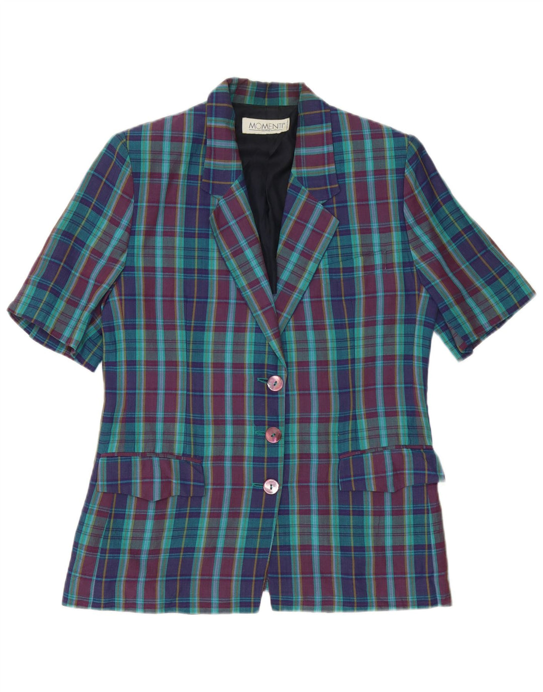 Momenti Chaqueta tipo blazer de 3 botones para mujer UK 44 Mediana Cuadros multicolores