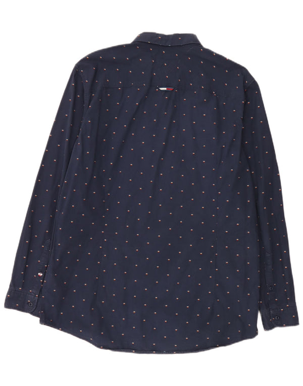 Camisa Tommy Jeans Hombre Slim Fit XL Algodón Moteado Azul Marino