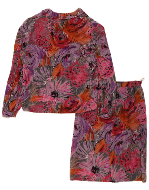 Vintage mujer 2 piezas falda conjunto pequeño W24 multicolor floral