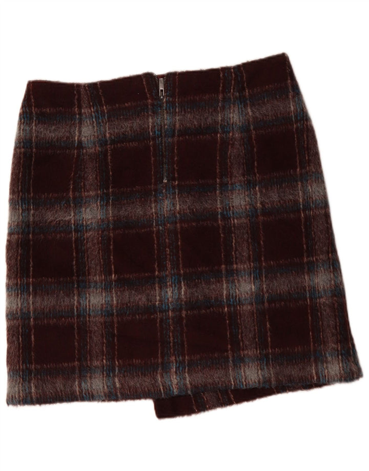 Marks & Spencer Minifalda para mujer UK 14 Large W34 Poliéster a cuadros burdeos