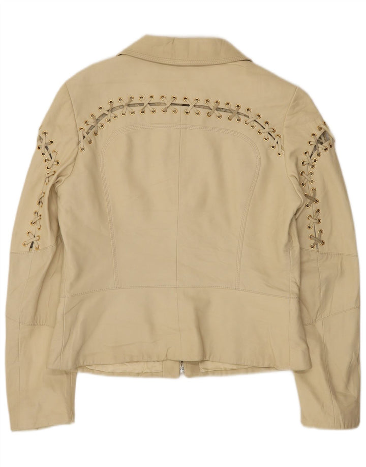 Chaqueta de cuero vintage para mujer IT 42 Cuero beige medio