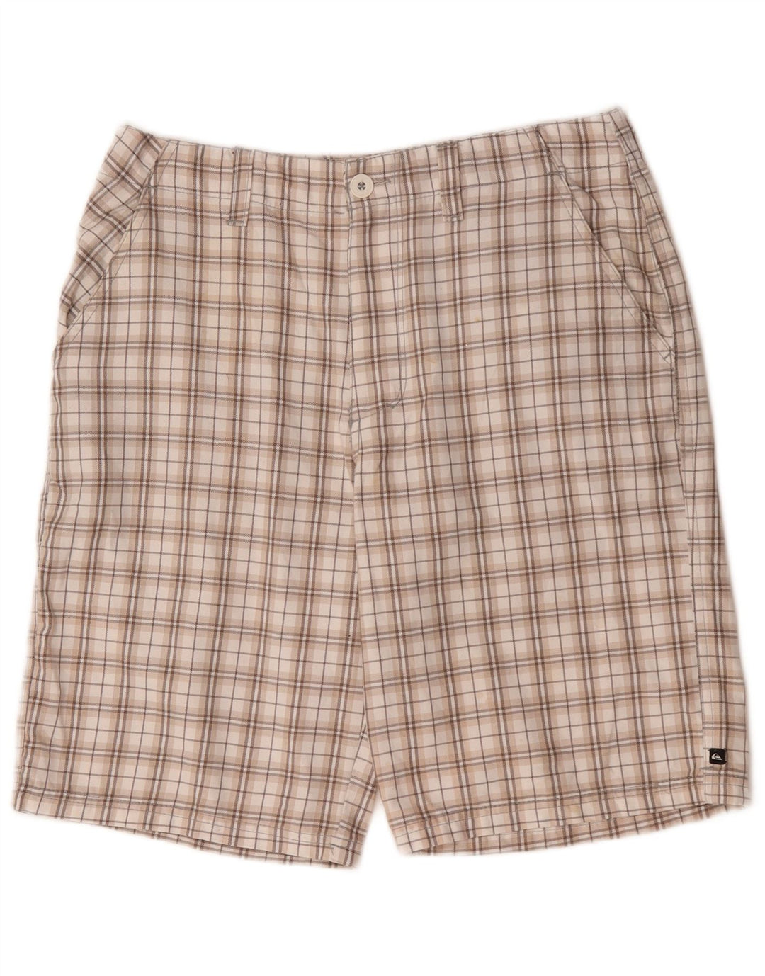 Quiksilver Mens Graphic Chino Shorts Medium W32 Beige Check Poliéster