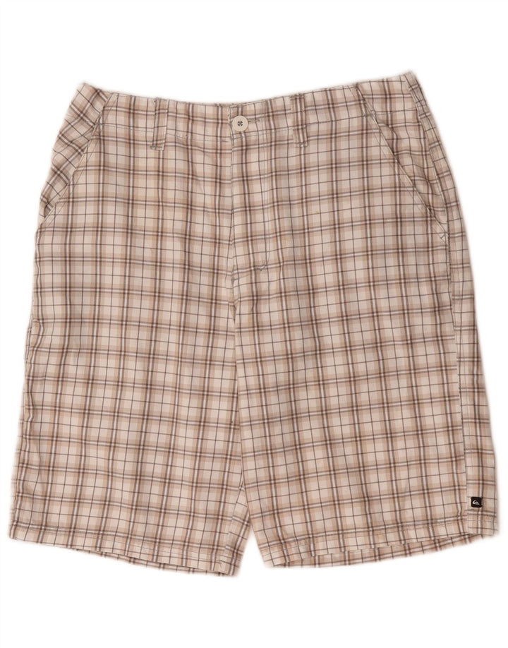 Quiksilver Mens Graphic Chino Shorts Medium W32 Beige Check Poliéster