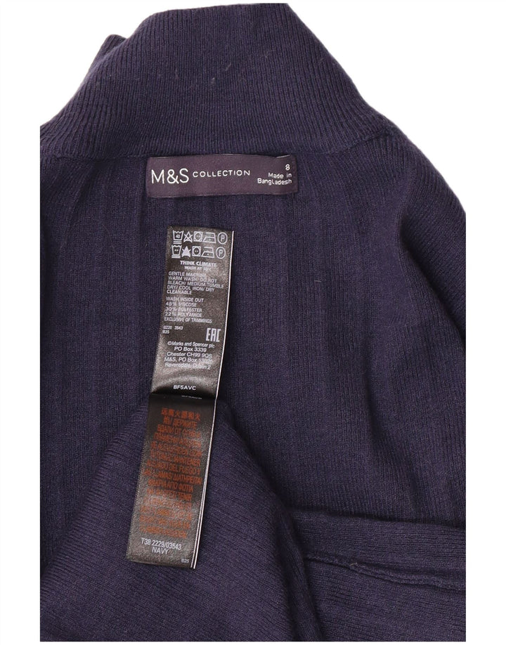 MARKS & SPENCER Suéter tipo jersey con cuello alto para mujer UK 8 Small Azul marino