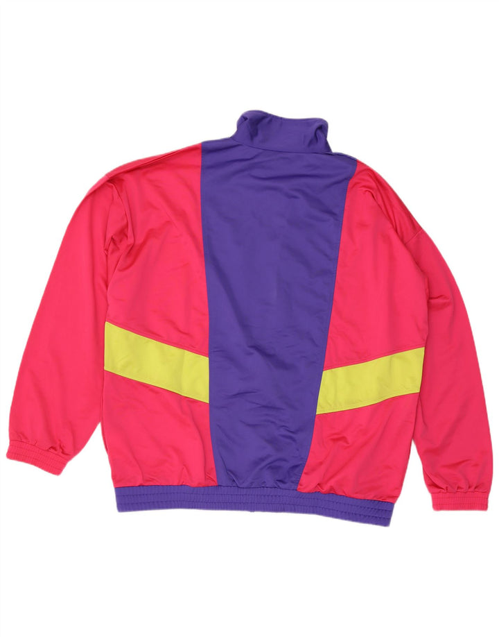 Vintage Mens Chándal Top Chaqueta 2XL Rojo Colorblock Poliéster