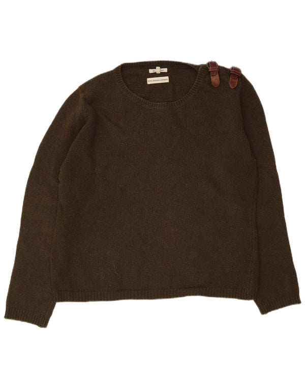 Massimo Dutti Jersey Mujer Cuello Barco UK 46 Large Lana Caqui