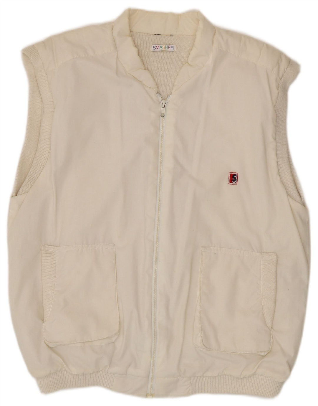 Smasher - Chaqueta de chándal sin mangas para hombre, poliéster blanco grande