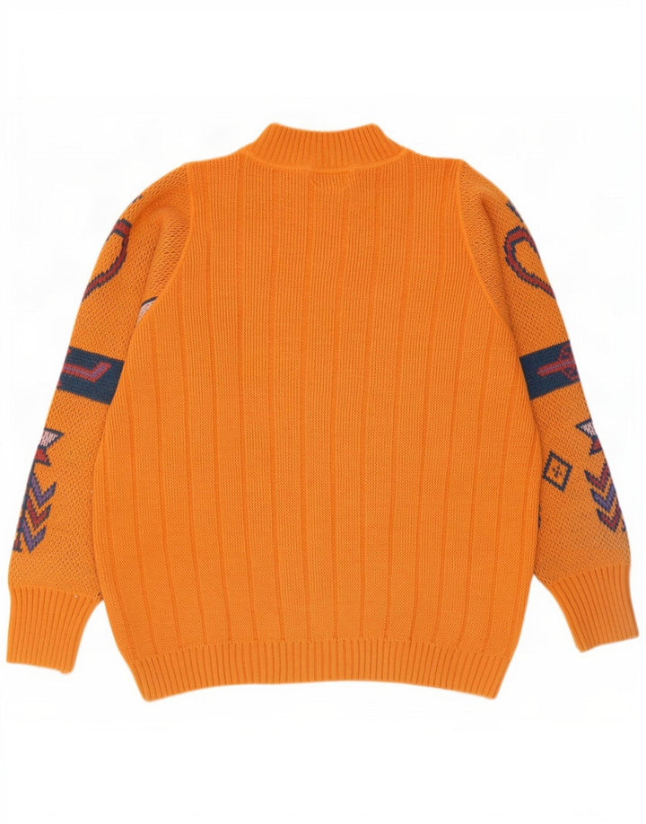 REDS Suéter con cuello de tortuga gráfico para hombre Lana geométrica naranja medio