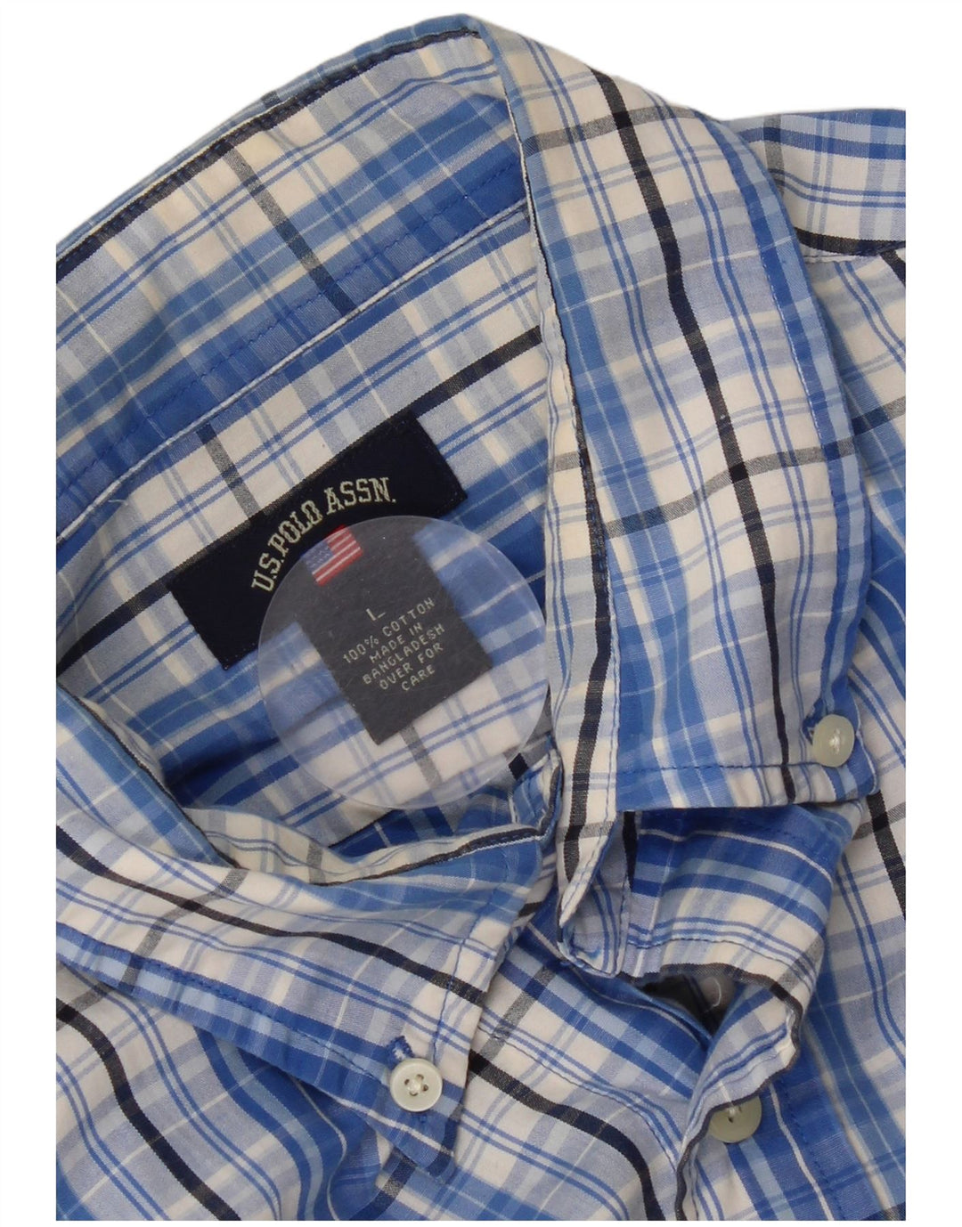 Asociación de Polo de EE. UU. Camisa Hombre Algodón Cuadros Azul Grande