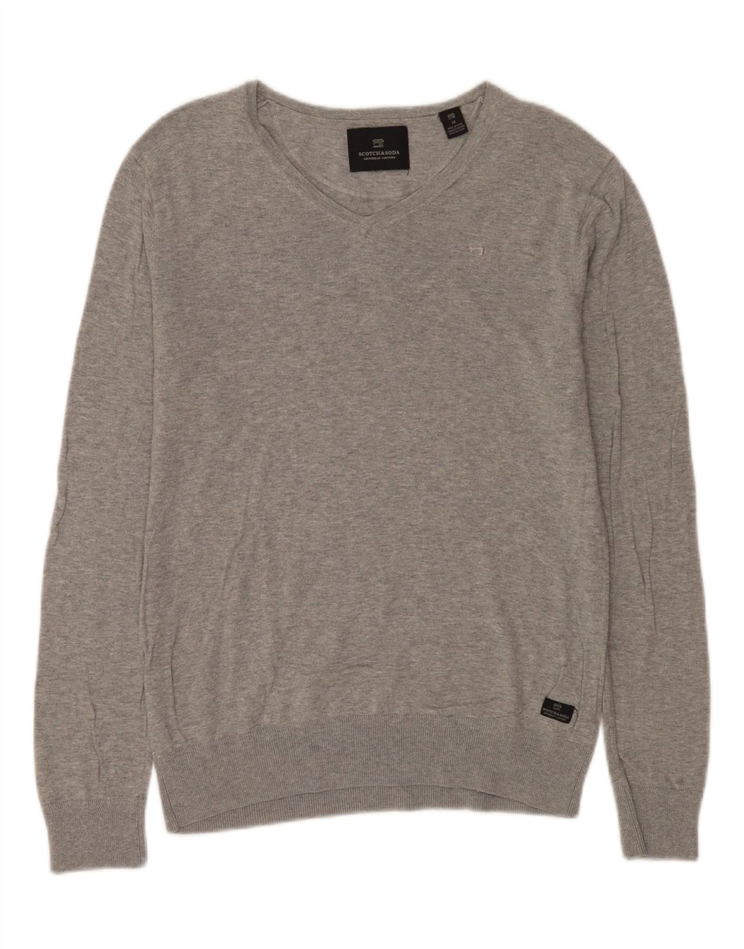 Scotch & Soda Hombre Amsterdam Couture Jersey Con Cuello En V Gris Medio