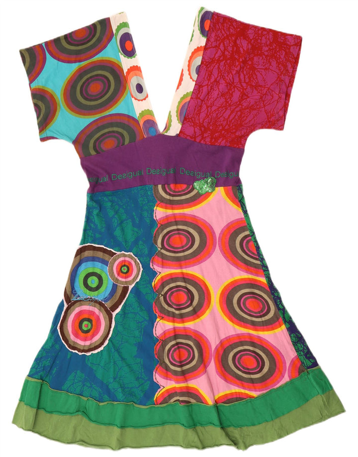 Desigual Vestido Acampanado con Estampado Abstracto para Mujer, Talla Mediana, Multicolor
