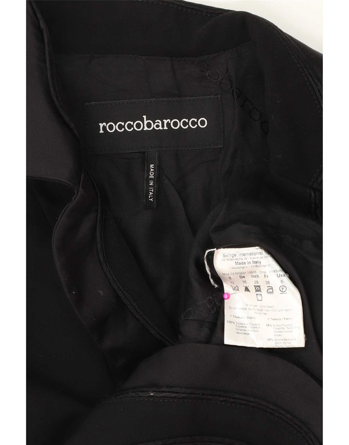 Roccobarocco Chaqueta Blazer De 2 Botones Para Mujer IT 42 Poliéster Negro Mediano