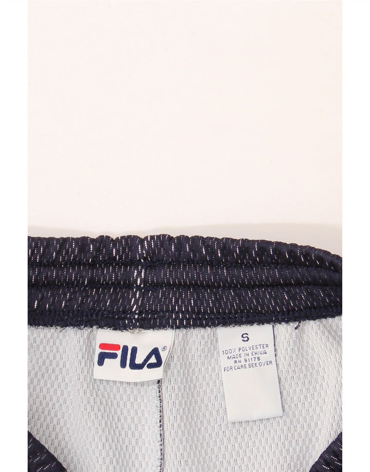 FILA Mens Graphic Sport Shorts Small Navy Blue Colourblock Polyester Vintage Fila and Second-Hand Fila from Messina Hembry 