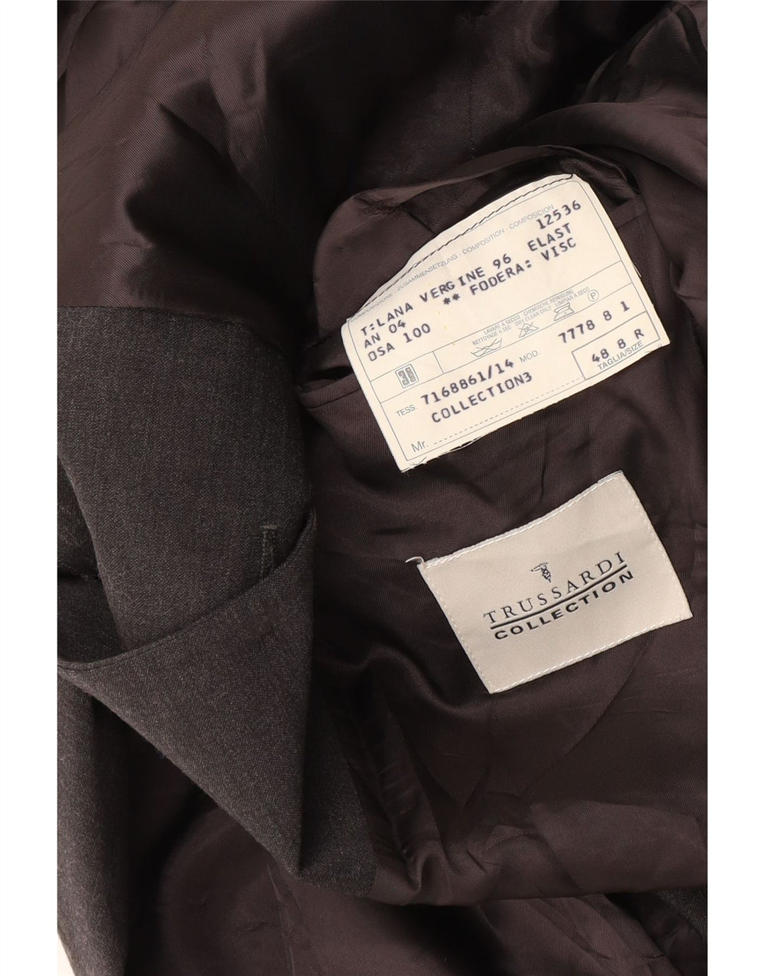 Trussardi Chaqueta Blazer Larga De 4 Botones Para Hombre IT 48 Gris Medio