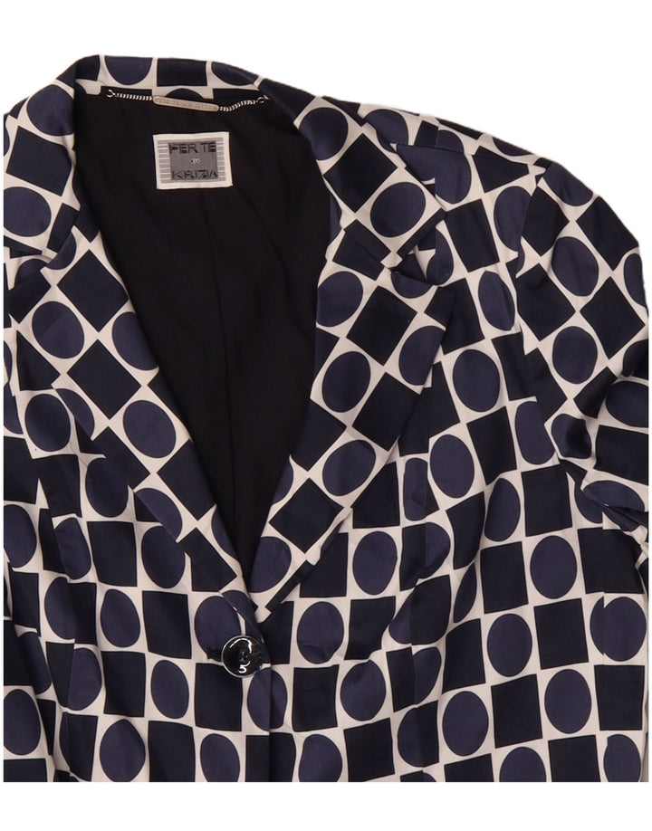 Perte by Krizia Chaqueta Blazer para Mujer UK 46 Grande Azul Marino Geométrico