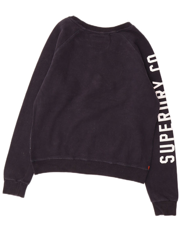 SUPERDRY Mujer Track & Field Crop Sudadera Jumper UK 46 Grande Azul Marino