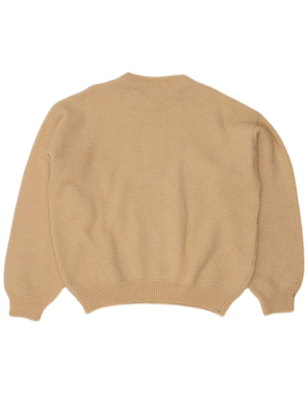 Vintage hombres cuello redondo jersey suéter IT 52 grande de lana de alpaca blanca