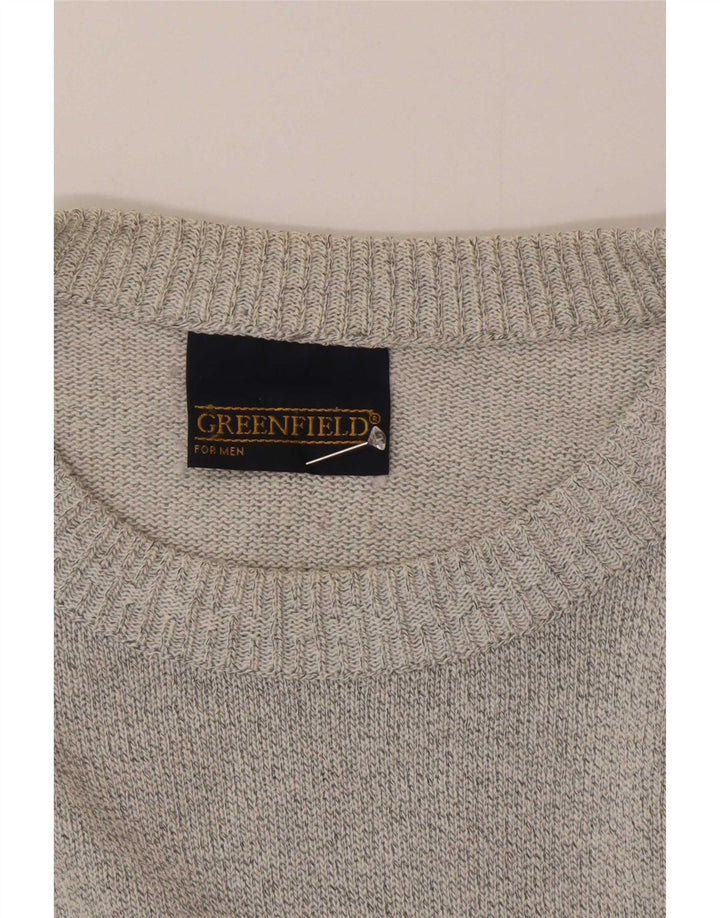 Greenfield Jersey De Cuello Barco Para Hombre Jersey Grande Gris Geométrico