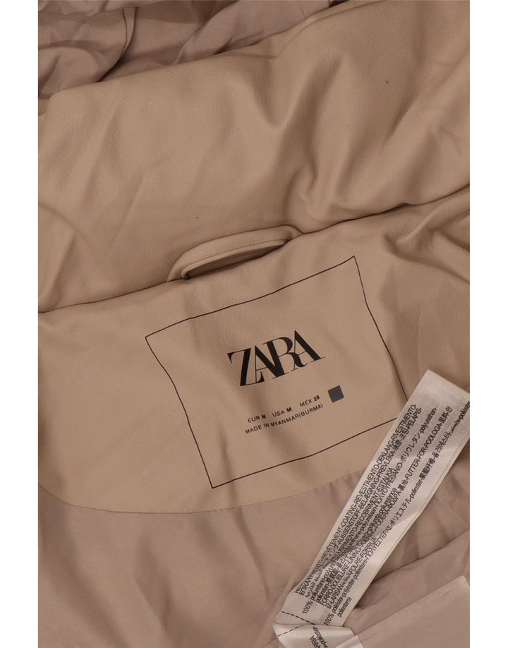 Zara Mujer Chaqueta Acolchada Extragrande Con Capucha UK 44 Poliuretano Beige Medio