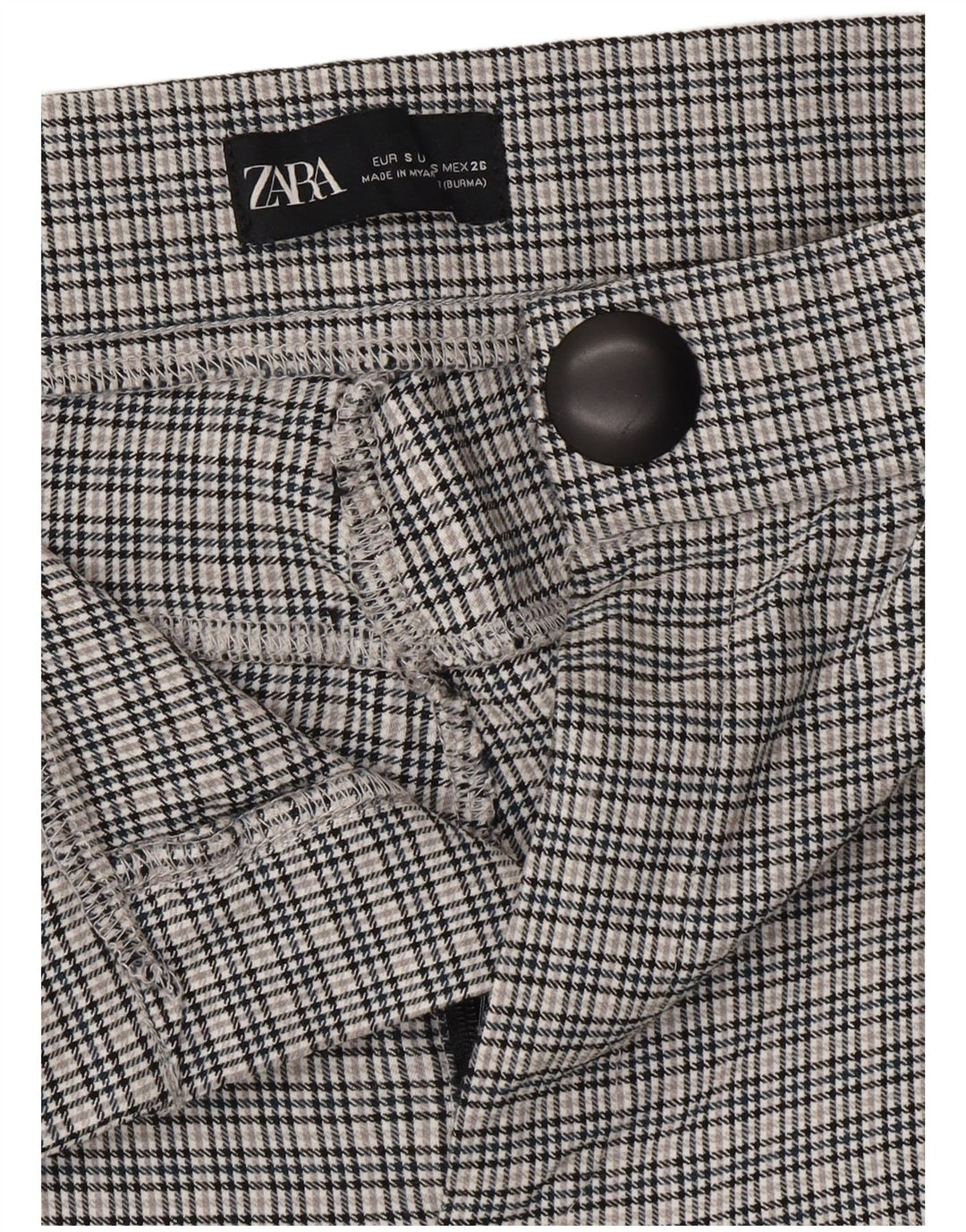 ZARA Mujer Pantalones Casuales Bootcut Pequeño W26 L26 Gris Chevron