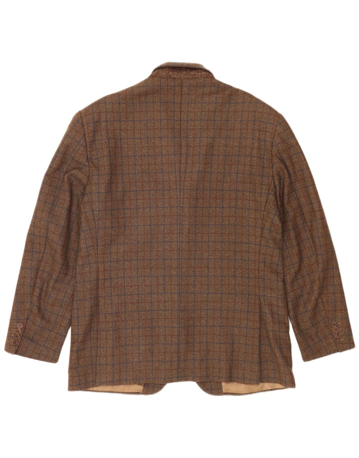 Brooksfield Chaqueta tipo blazer de 3 botones para hombre UK 40 Large Brown Check Wool