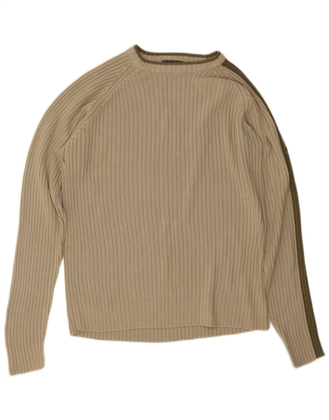 Vintage hombres barco cuello jersey suéter medio verde rayas