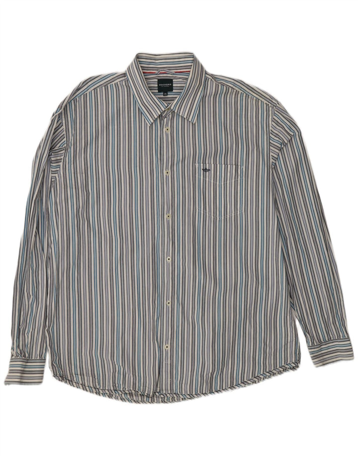 Dockers Camisa Hombre Talla 50/52 2XL Blanco Rayas