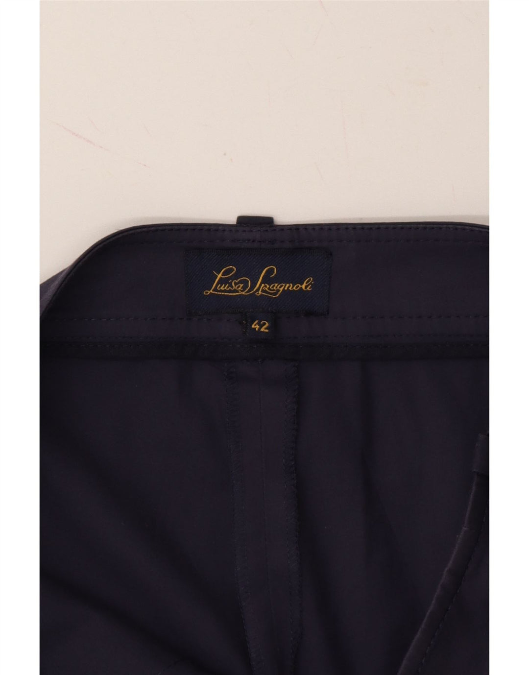 LUISA SPAGNOLI Womens Cropped Trousers IT 42 Medium W30 L24 Navy Blue Vintage Luisa Spagnoli and Second-Hand Luisa Spagnoli from Messina Hembry 