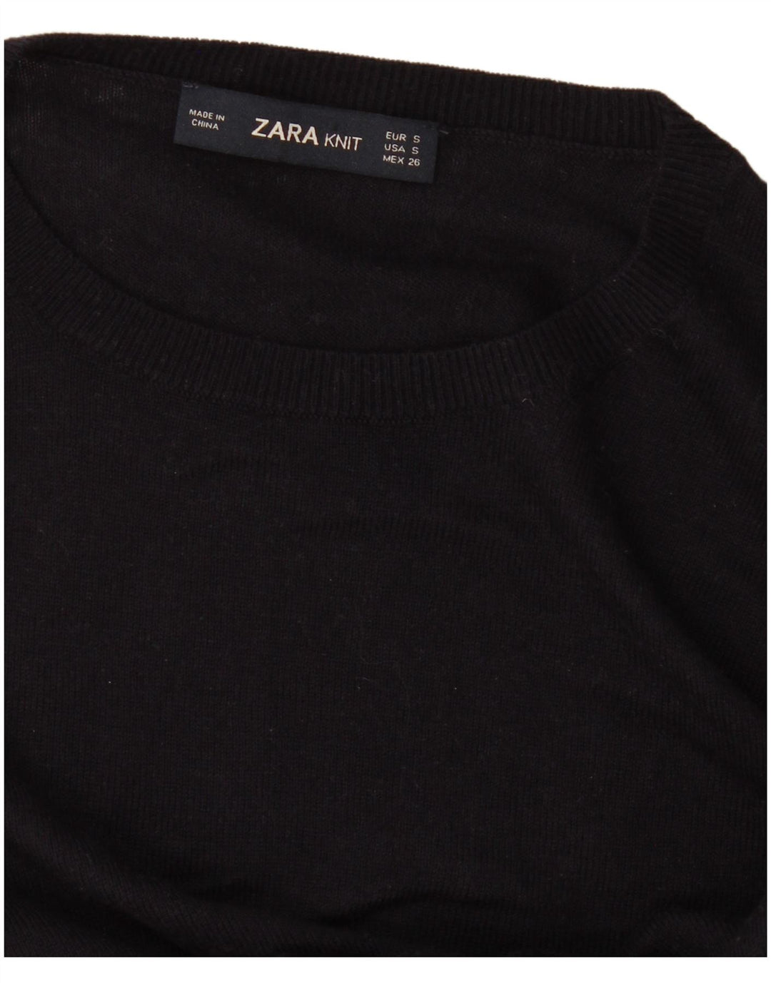 Zara - Jersey de cuello redondo para mujer, talla 40, color negro