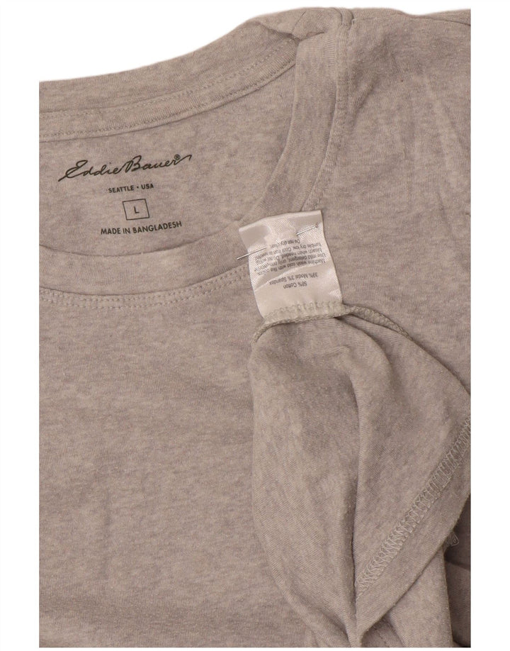EDDIE BAUER Top de mujer de manga larga UK 14 Grande Gris Algodón
