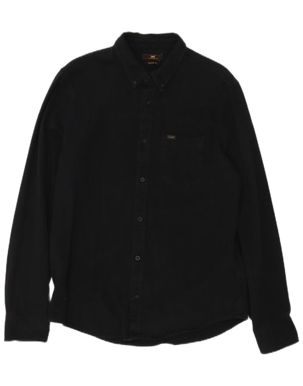 Camisa Lee De Corte Regular Para Hombre De Algodón Negro Mediano