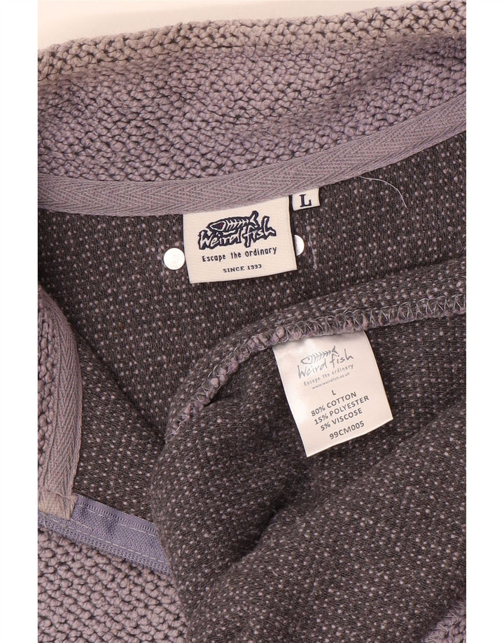 WEIRD FISH Sudadera con cuello y cremallera para hombre, jersey grande de algodón gris