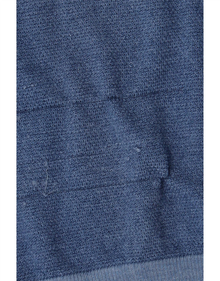 Sun68 Suéter tipo cárdigan para hombre de lana merino azul medio