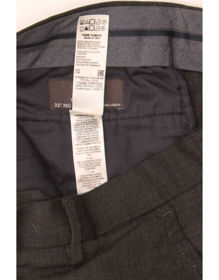 Marks & Spencer Pantalón de traje de corte regular para hombre W32 L31 Lana gris
