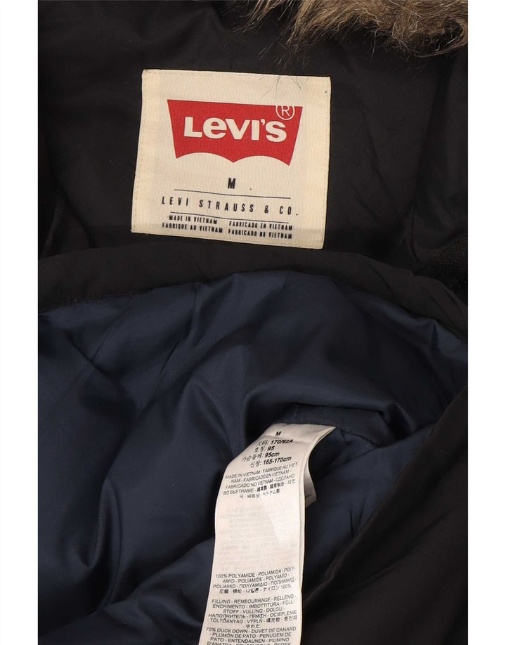 Levi's Abrigo acolchado con capucha para hombre UK 38 Mediano Poliamida negra