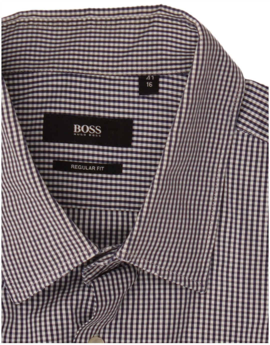 Hugo Boss Camisa de corte regular para hombre Talla 41 16 Cuadro grande azul