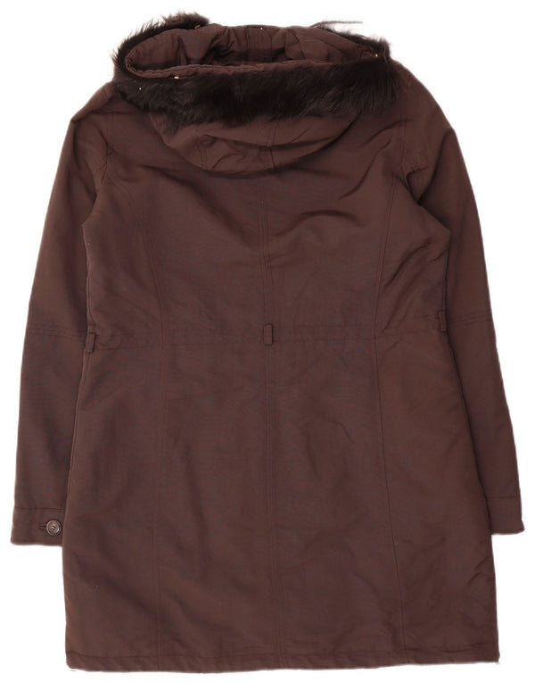 Massimo Dutti Parka Mujer Con Capucha UK 44 Marrón Medio Poliéster