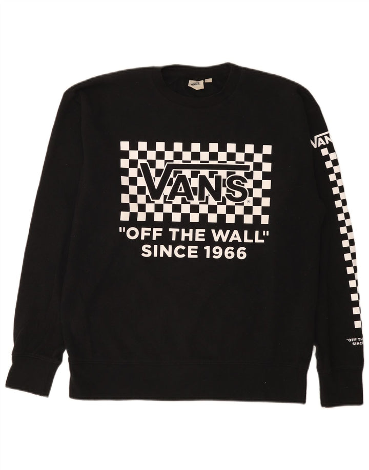 Vans Hombre Sudadera Gráfica Jumper XS Algodón Geométrico Negro