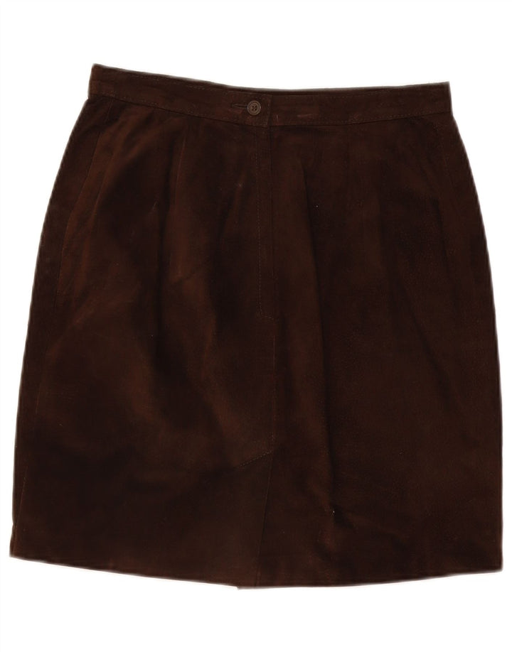Falda de ante vintage para mujer IT 44 Mediana W28 Cuero marrón