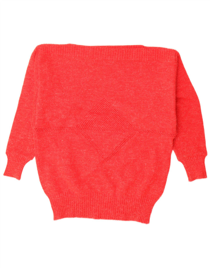 Vintage mujer barco cuello jersey suéter IT 44 medio rojo moteado
