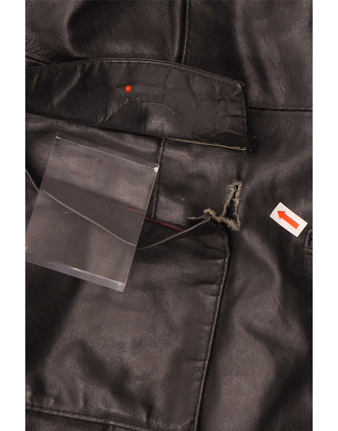 Vintage mujer cuero abrigo Reino Unido 14 grande negro