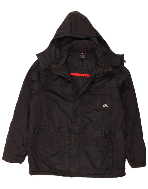 Adidas - Chaqueta utilitaria con capucha para hombre, talla 40, poliamida negra grande