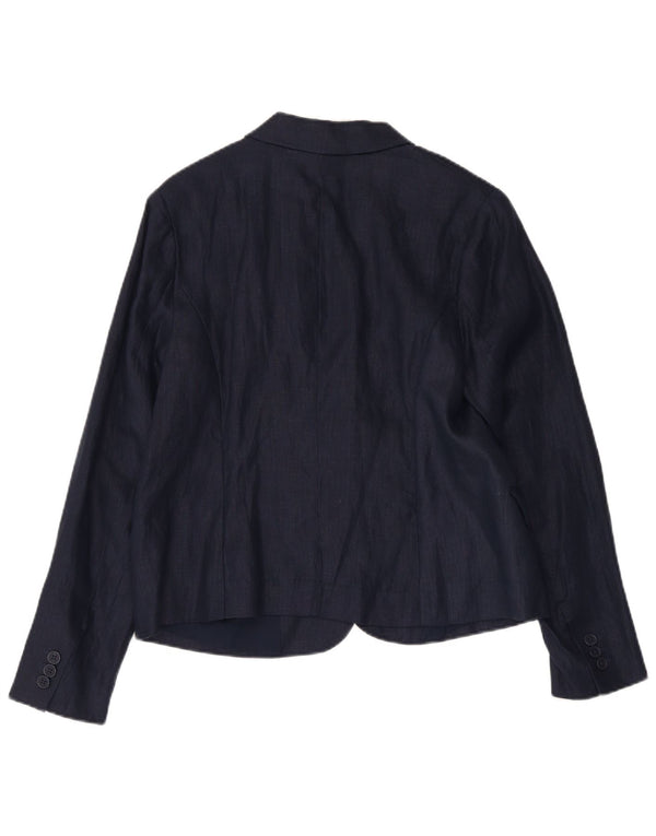 Monsoon Chaqueta tipo blazer de 1 botón para mujer UK 44 Grande Lino azul marino