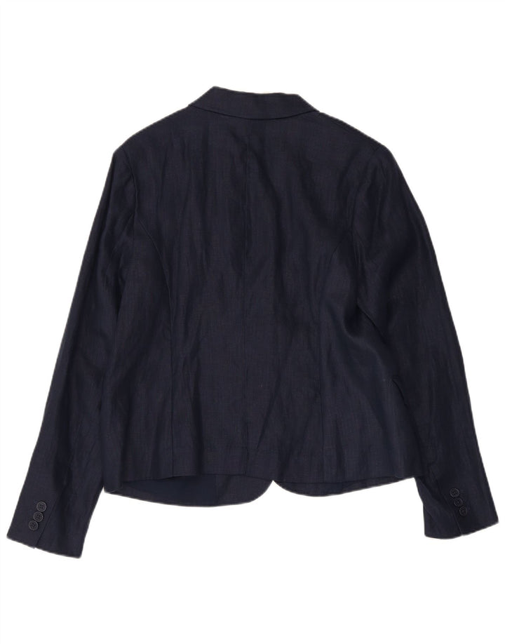 Monsoon Chaqueta tipo blazer de 1 botón para mujer UK 44 Grande Lino azul marino