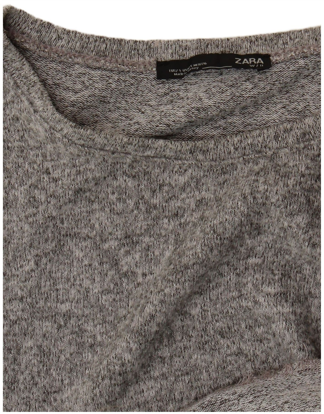 Zara Mujer Top Extragrande Manga Larga UK 40 Pequeño Gris Moteado