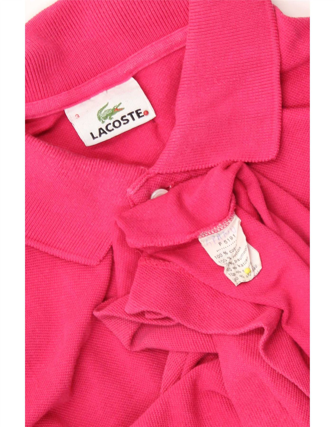 Polo Lacoste para hombre talla 3 pequeño algodón rosa