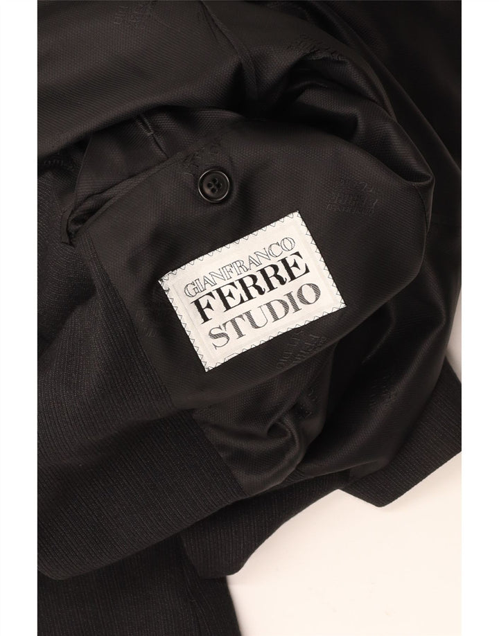 GIANFRANCO FERRE Chaqueta tipo blazer de 3 botones para hombre UK 38 Mediana negra a rayas