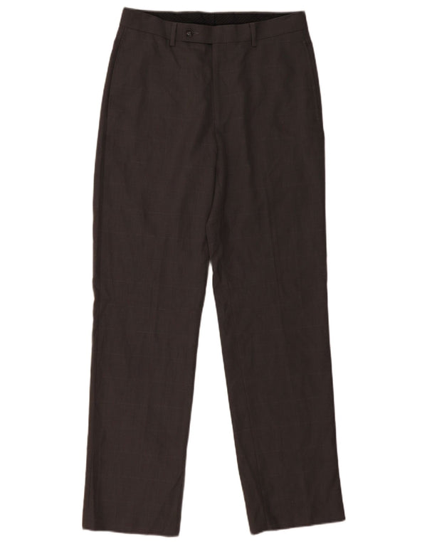 CALVIN KLEIN Pantalón de traje recto para hombre W30 L32 Poliéster a cuadros gris